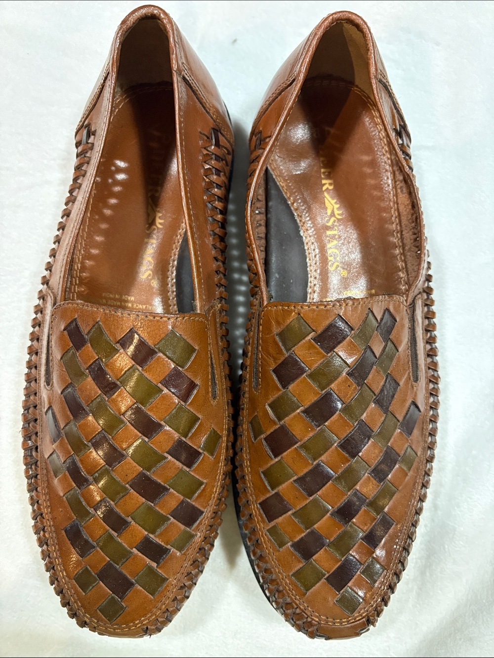 Deer Stags Tijuana Woven Leather Huarache Loafers Brown Multi Men’s 8D
